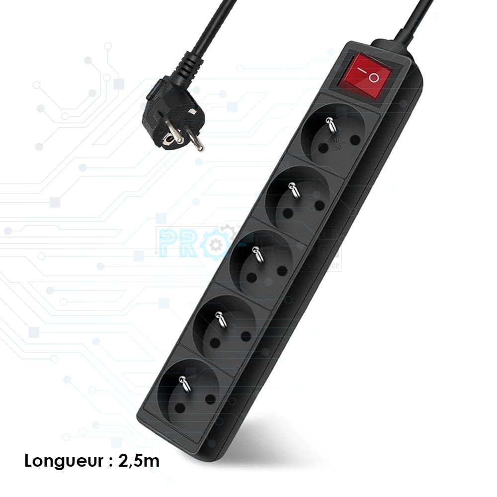 Schwabe 11632 Rallonge Multiprise 6 Prises Intérieur / IP20 Câble Noir 3m H05