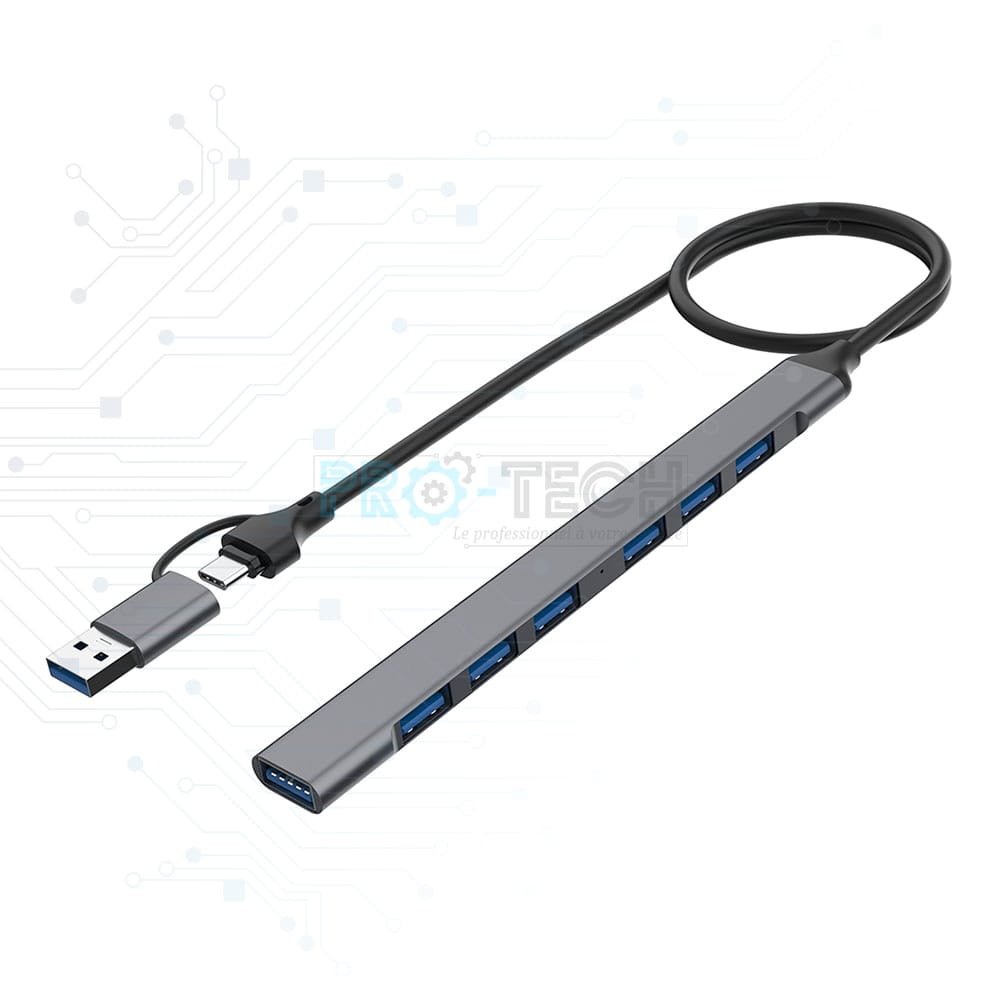 HUB USB-C/USB-A 7 Ports, Station d'accueil USB