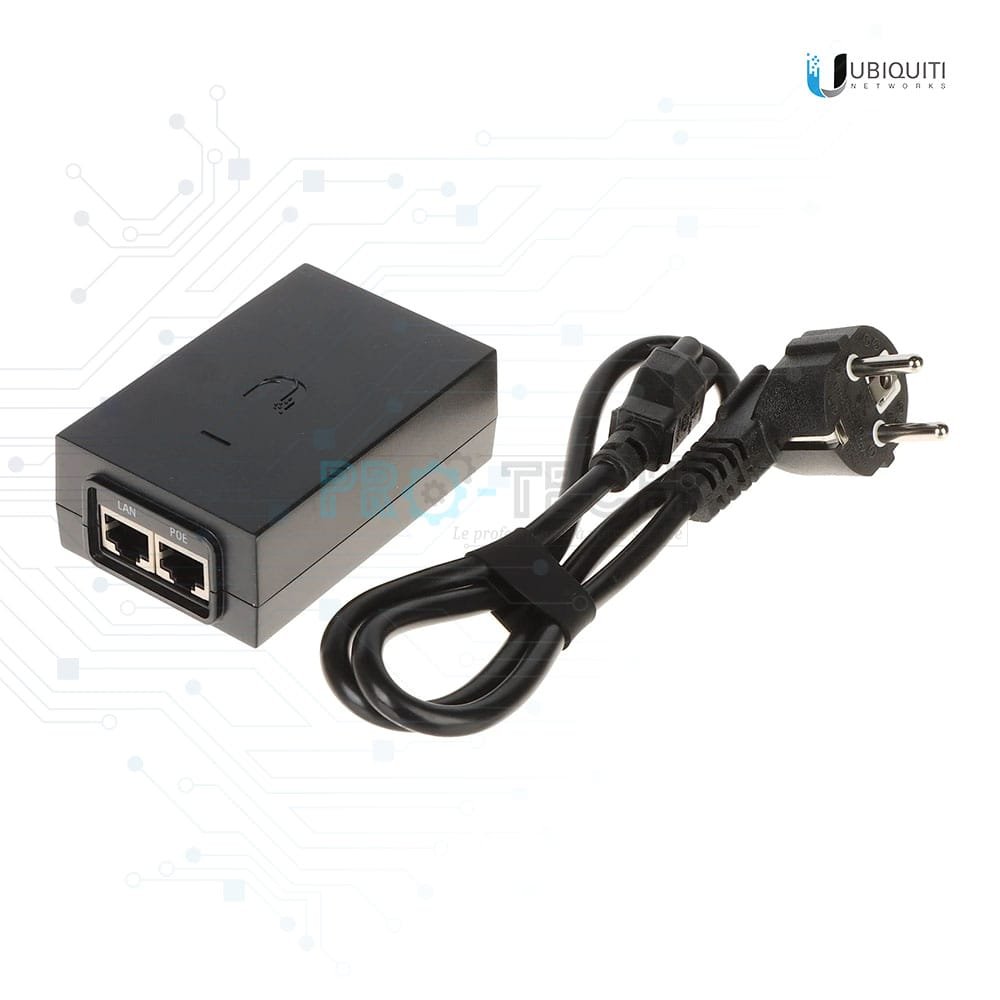 Injecteur PoE Ubiquiti 48VDC 24W – Alimente APs & Caméras UniFi