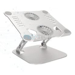 Support Laptop V4.1 Aluminium pliable – Double Ventilateur, Rotation 360°, Hauteur Réglable